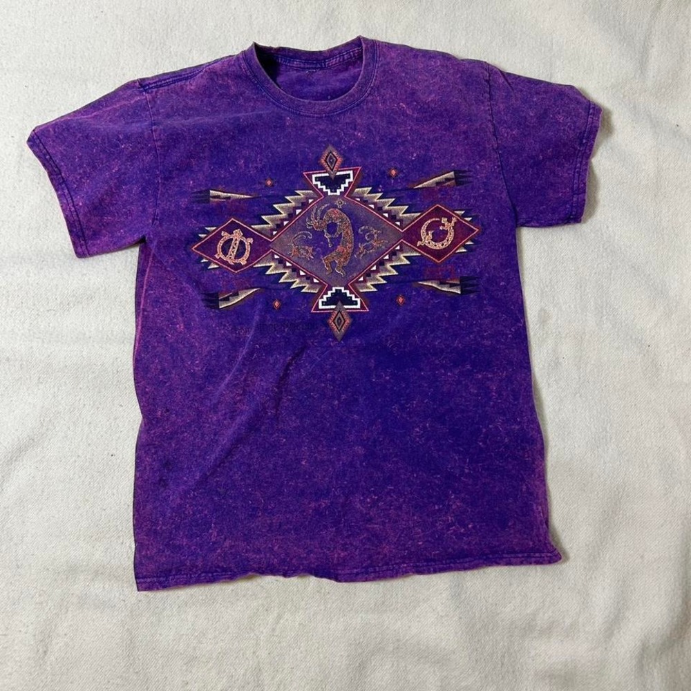 Purple and orange Native American design cotton‎ t-shirt #NativeAmerican